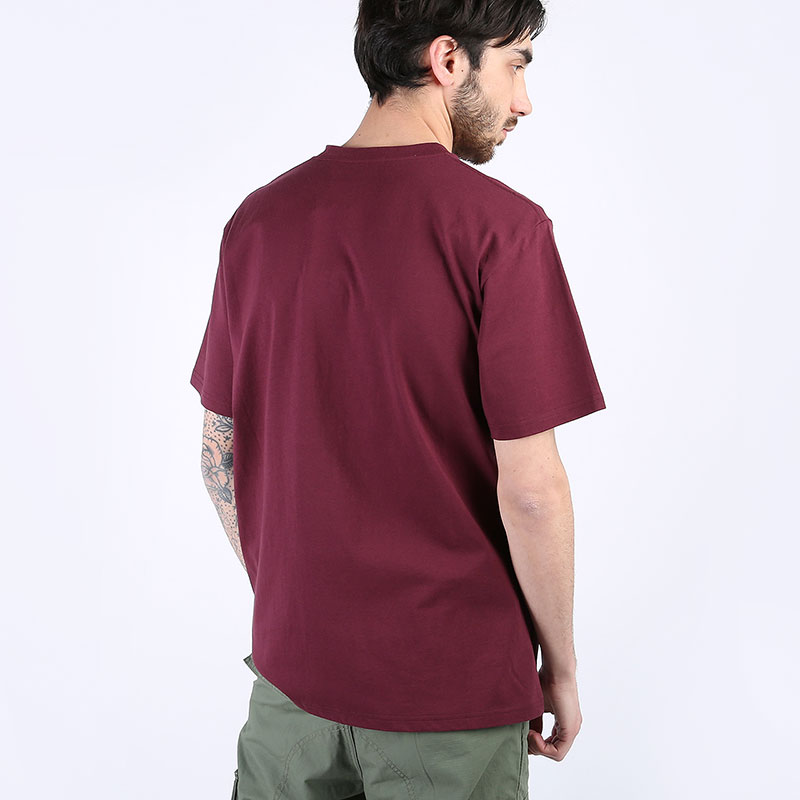 мужская бордовая футболка Carhartt WIP S/S College T-Shirt I024772-shiraz/w - цена, описание, фото 3